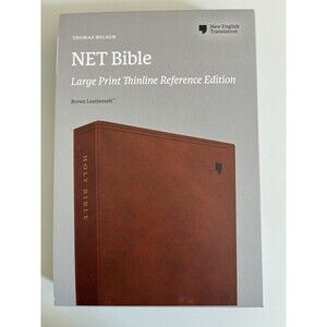 NET Bible, Large Print Thinline with Cross References, Brown Leathersoft NEW